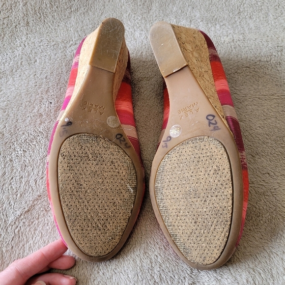 Alex Marie round toe striped cork wedges size 9.5 - Picture 8 of 13